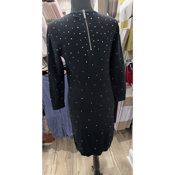 Michael Kors Black Sweater Dress Rhinestone Sparkles Holiday Party Small - Picture 7 of 10